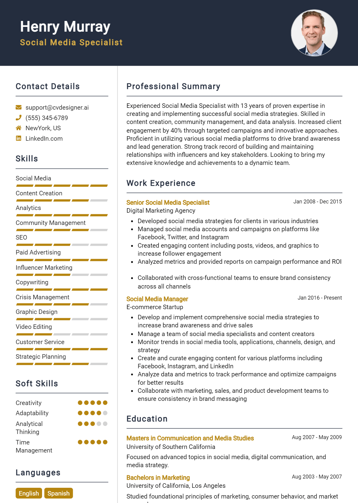 14 Social Media Specialist Resume Examples for 2026: Tips & Templates Preview