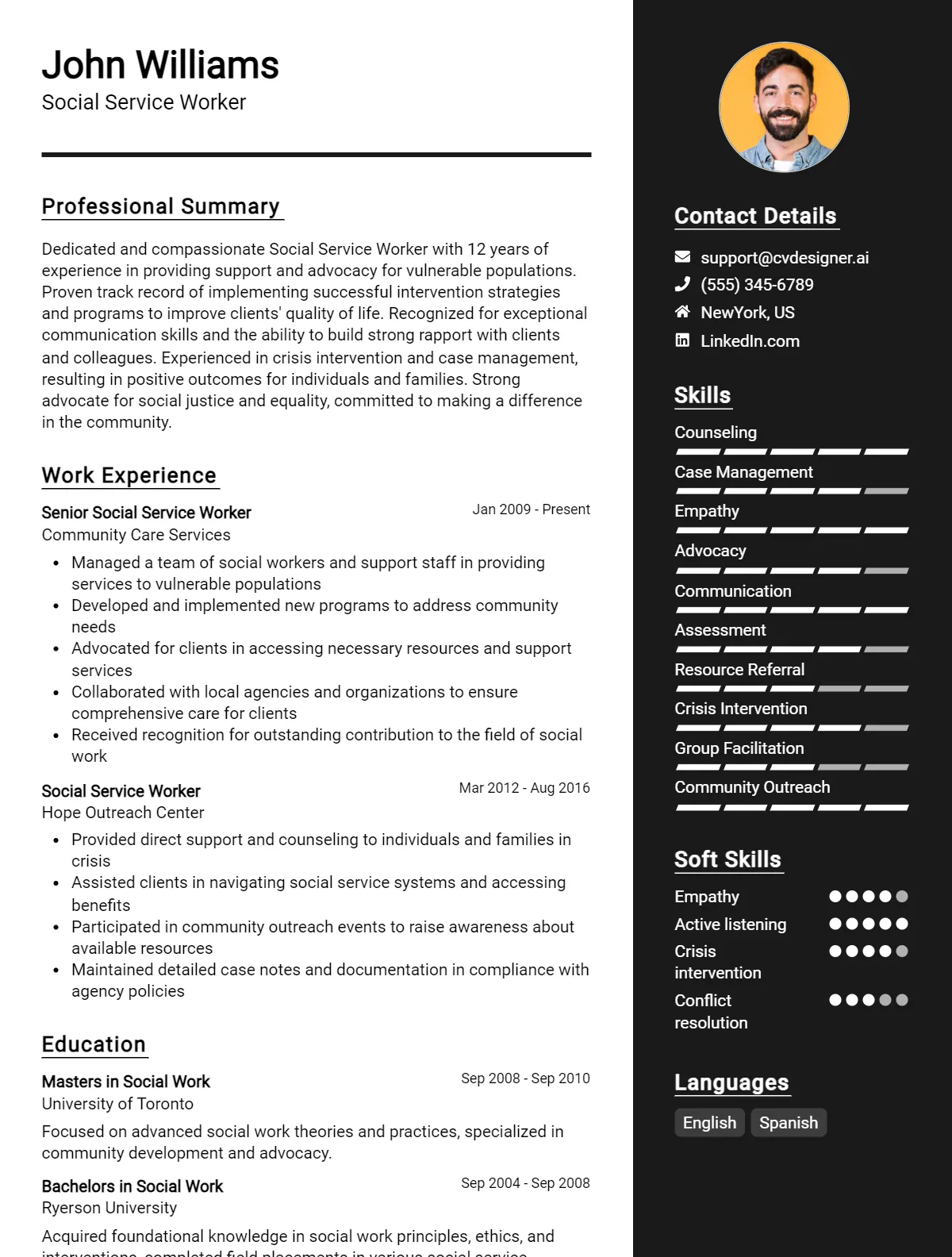 Social Service Worker CV Example For 2026: Tips to Stand Out Preview