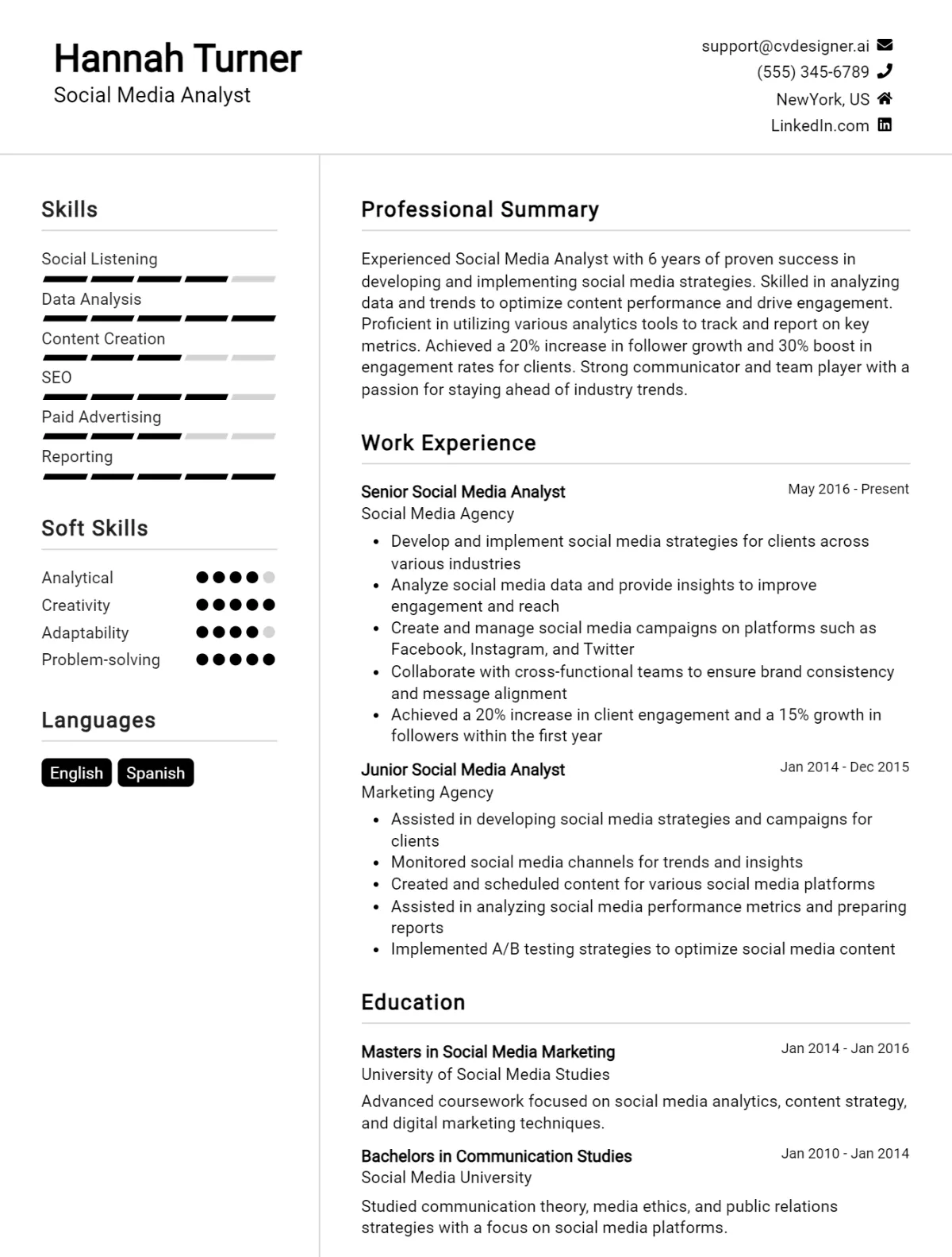 12 Social Media Analyst CV Examples And Templates For 2026 Preview