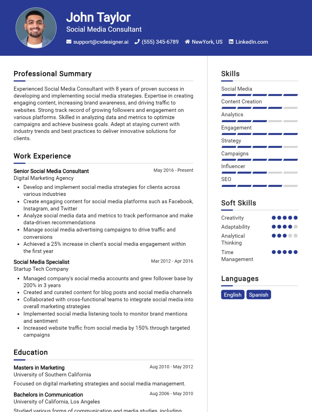 10 Social Media Consultant CV Examples And Templates For 2026 Preview