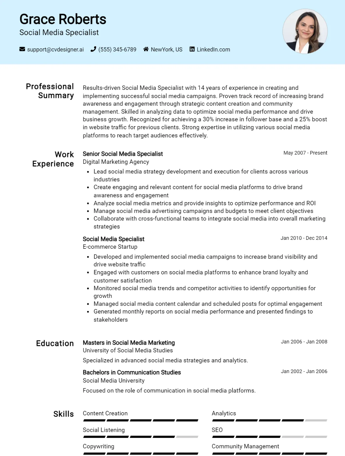 12 Social Media Specialist CV Examples And Templates For 2026 Preview