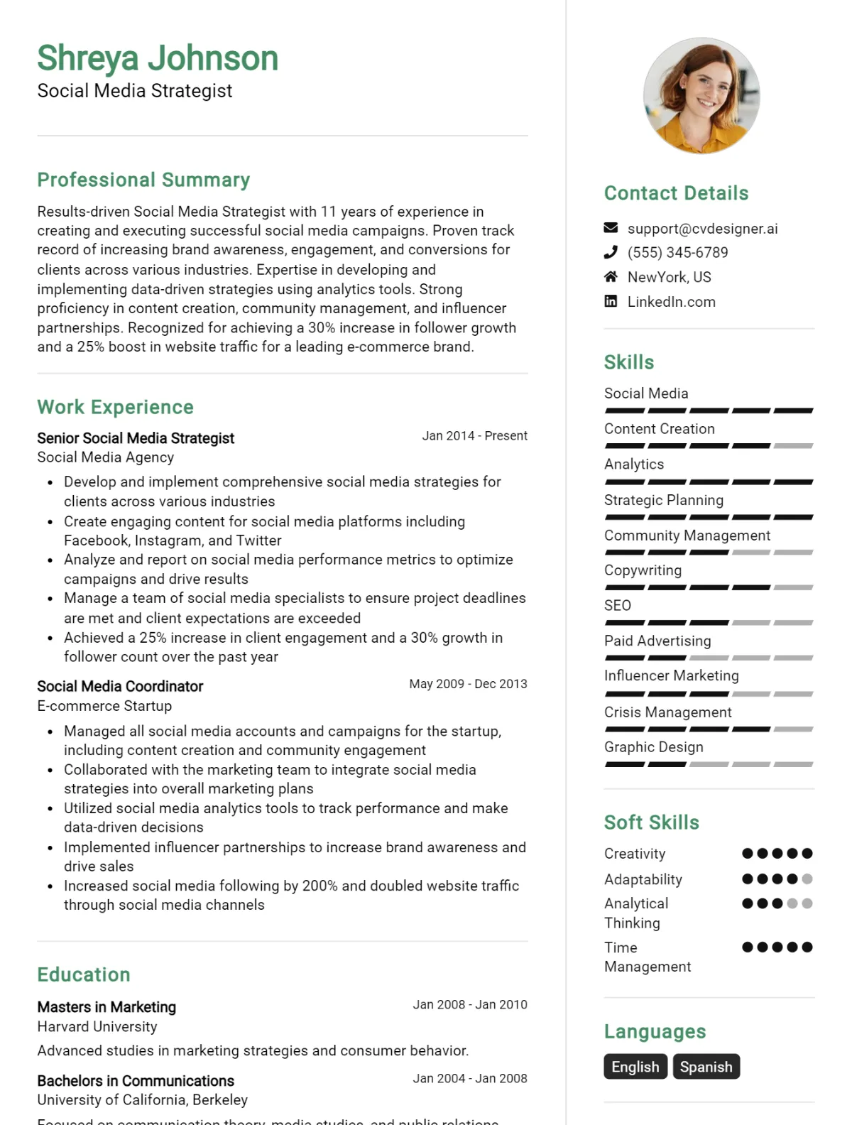 12 Social Media Strategist CV Examples And Templates For 2026 Preview