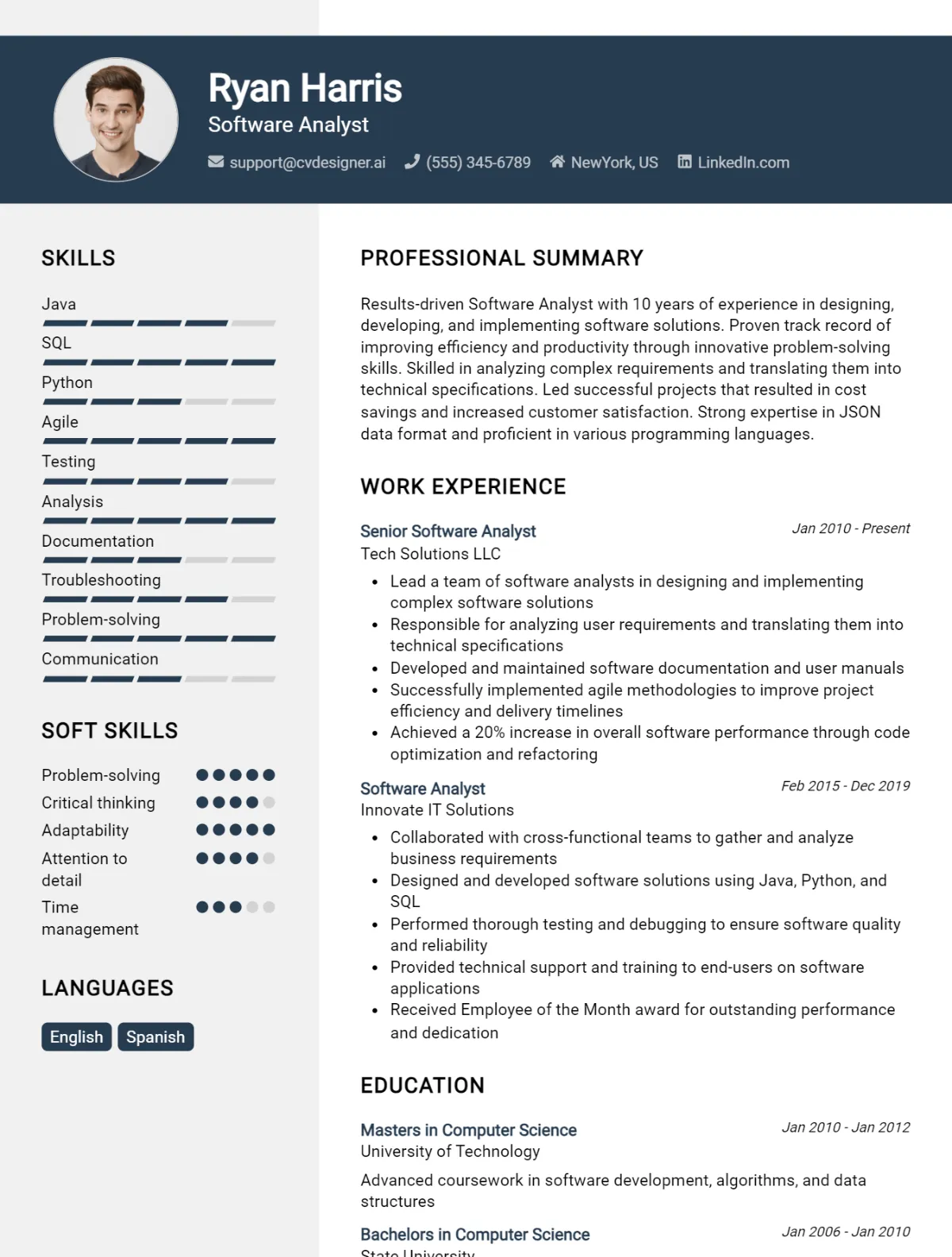 Software Analyst CV Example For 2026: Best Writing Guide Preview