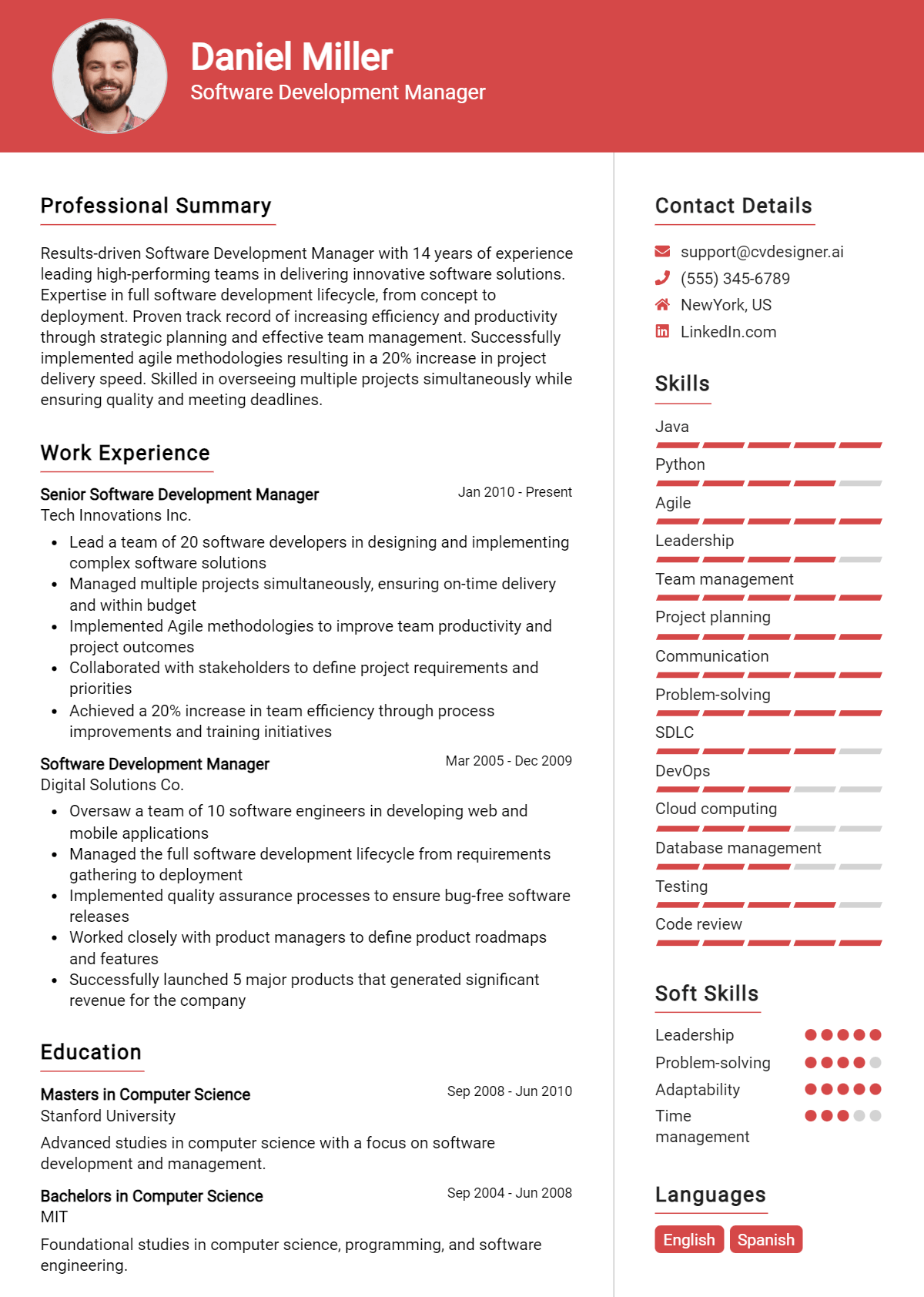 Software Development Manager Resume Example for 2026: Tips to Stand Out Preview