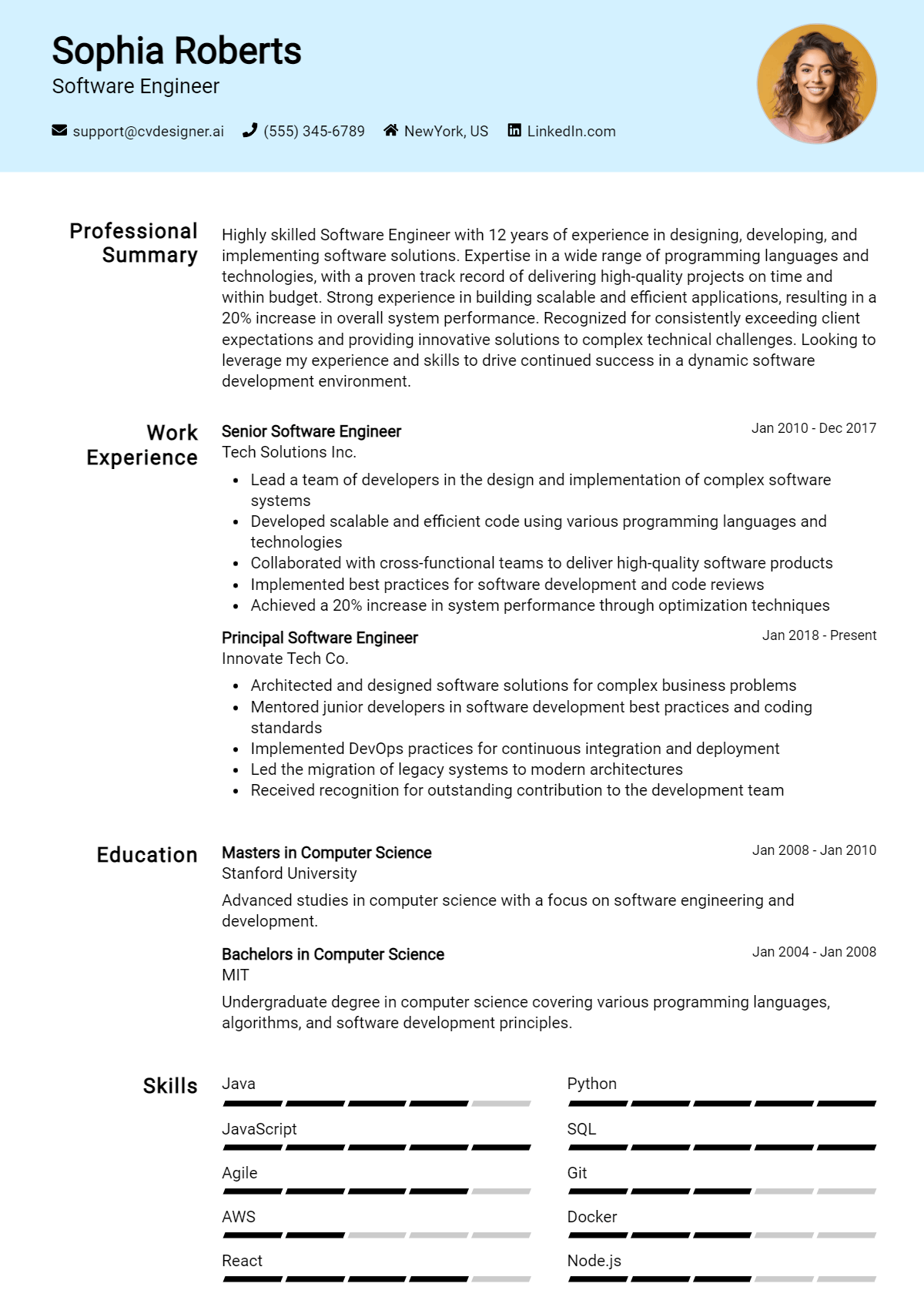 Software Engineer Resume Example for 2026: Effective CV Writing Tips Preview