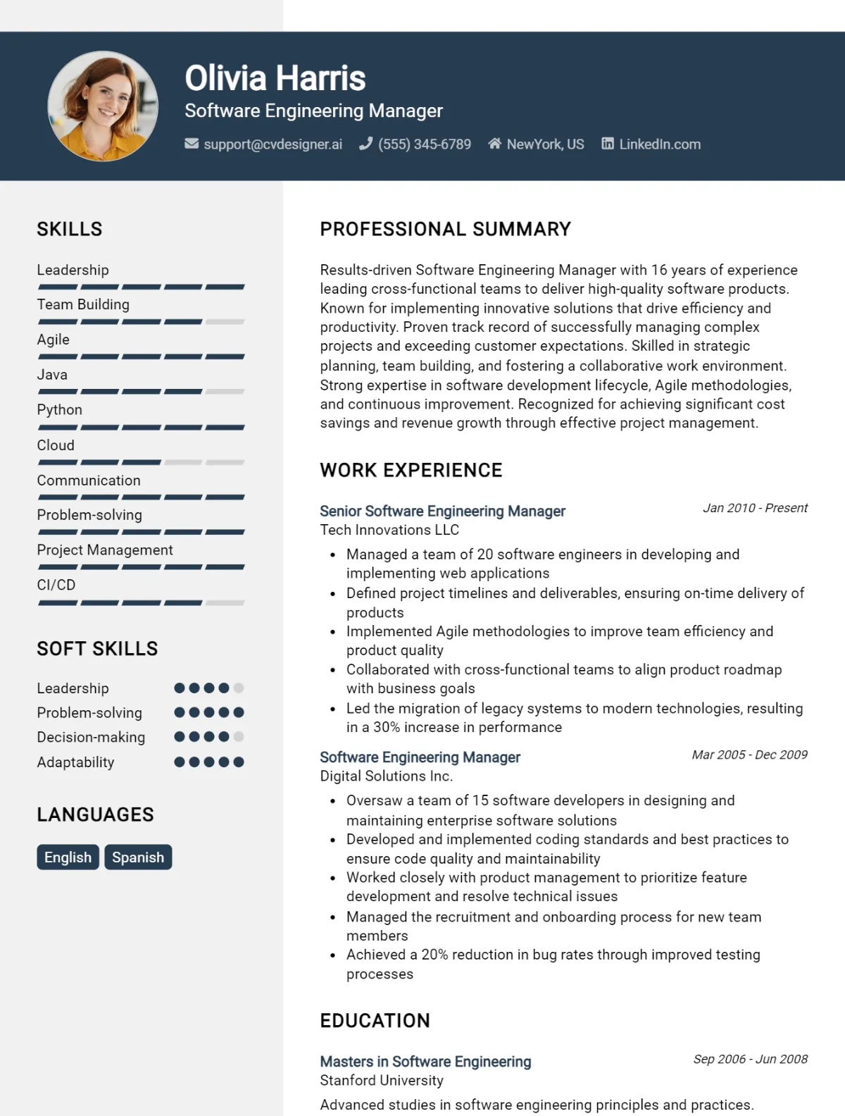 Software Engineering Manager CV Example For 2026: How to Create a Professional CV Preview