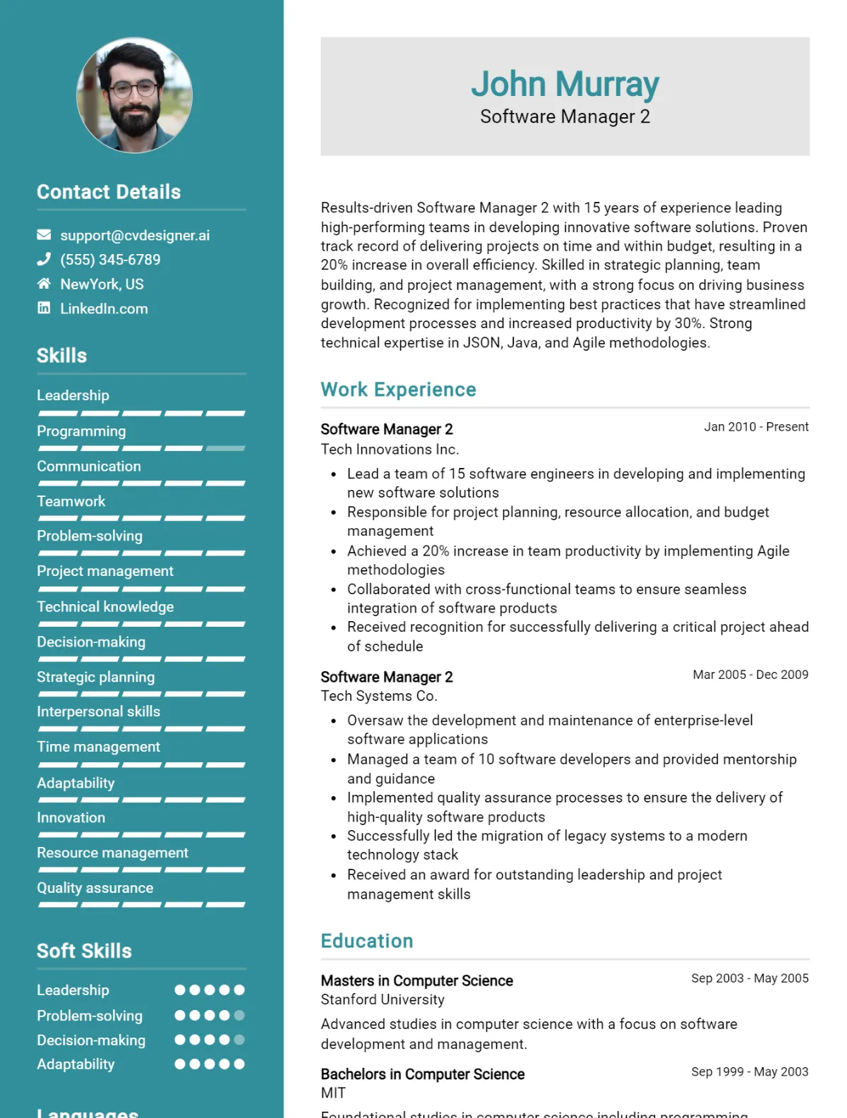 Software Manager CV Example For 2026: Samples & Best Practices Preview