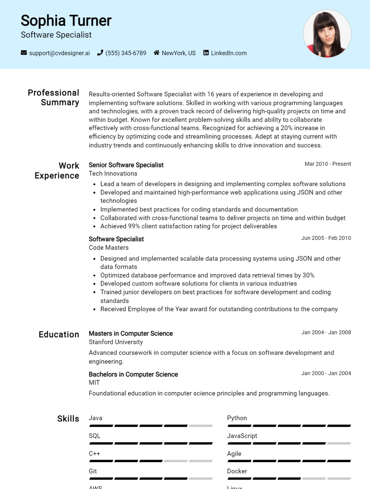 Software Specialist CV Example For 2026: Strategies & Templates Preview