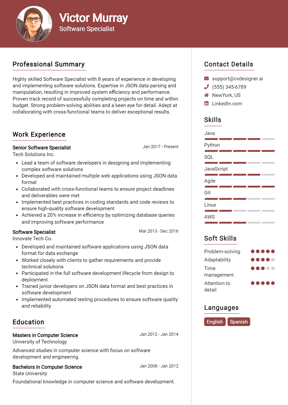 26 Software Specialist Resume Examples for 2026: Resume Guide Preview