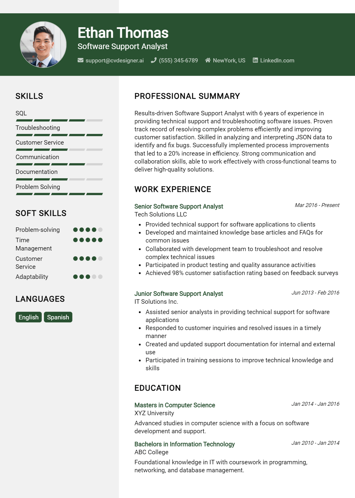 Software Support Analyst Resume Example for 2026: Tips & Templates Preview