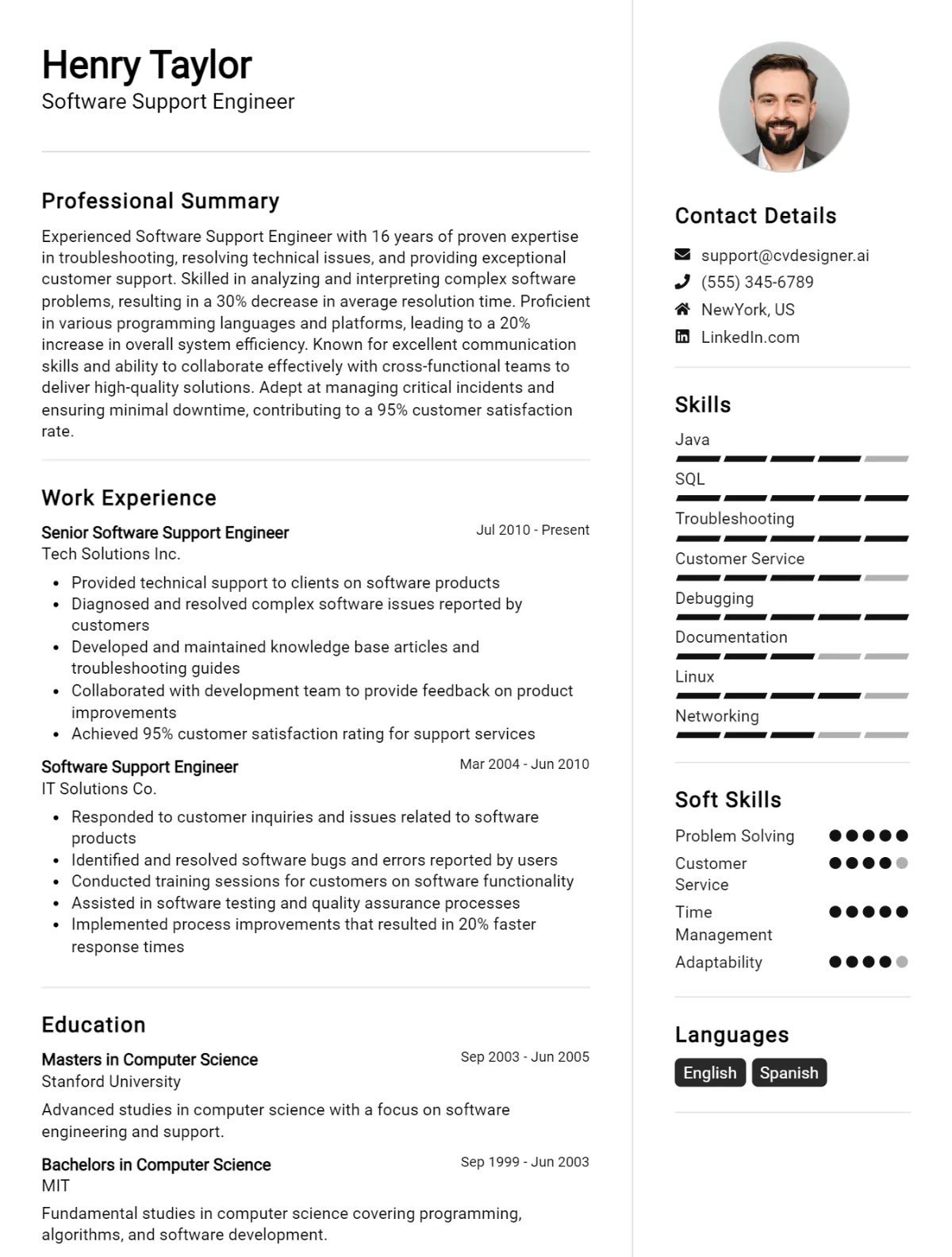 Software Support Engineer CV Example For 2026: Best Formatting Tips Preview