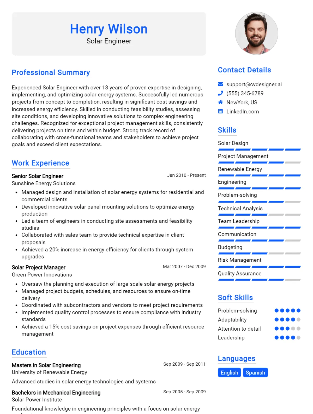 Solar Engineer CV Example For 2026: Top Tips & Samples Preview