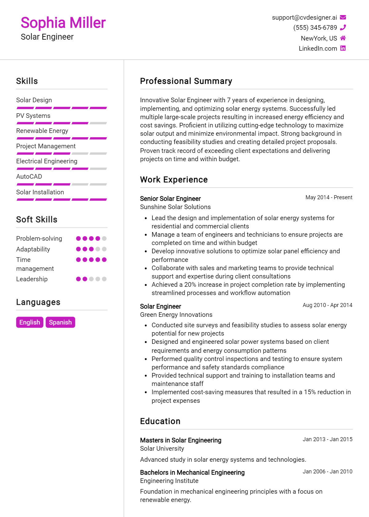 Solar Engineer Resume Example for 2026: Strategies & Templates Preview