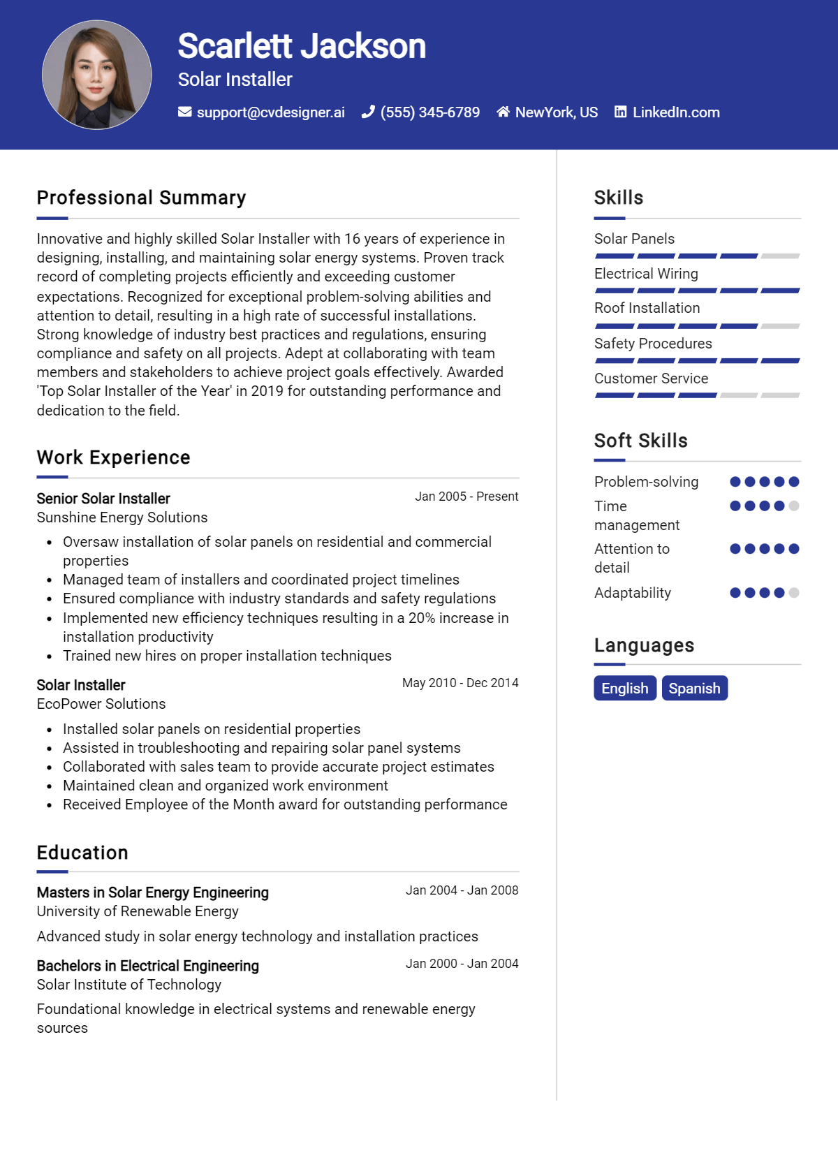Solar Installer Resume Example for 2026: Tips & Templates Preview