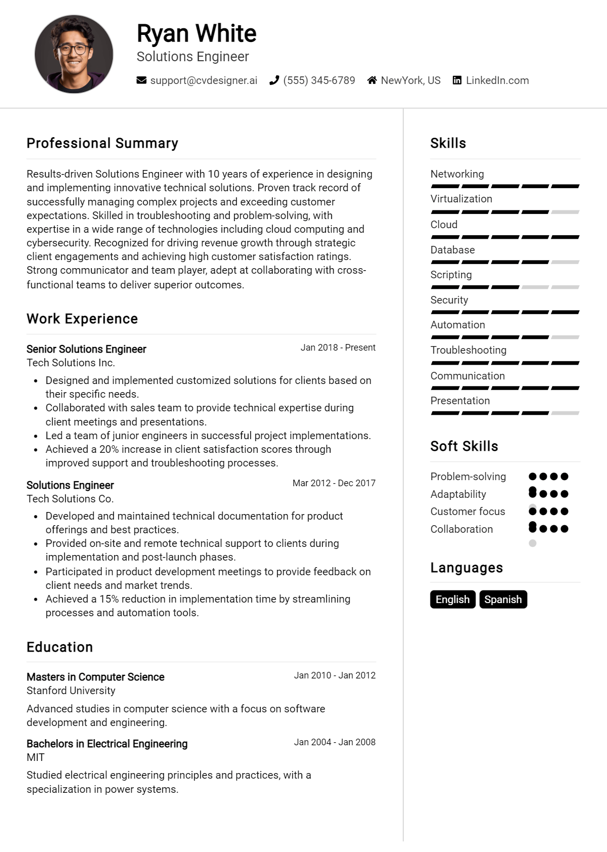 Solutions Engineer Resume Example for 2026: Best Writing Guide Preview