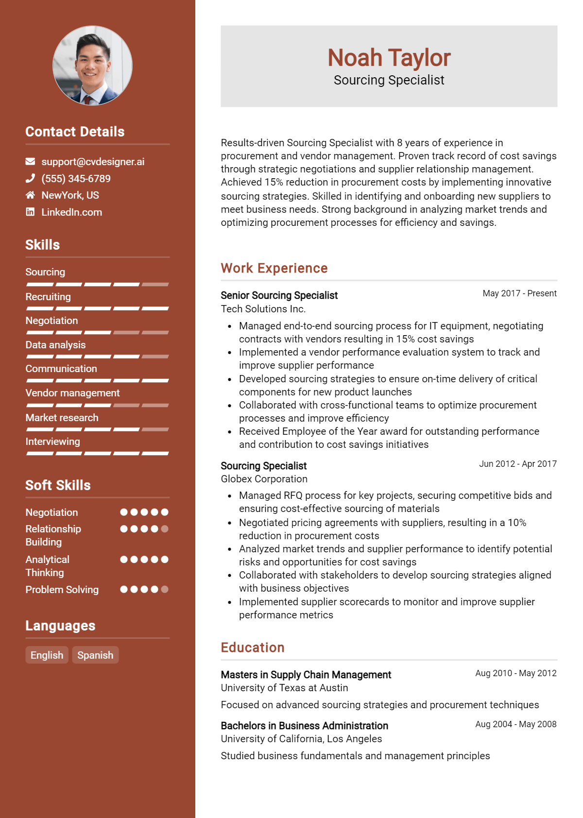 Sourcing Specialist Resume Example for 2026: Downloadable Templates Preview