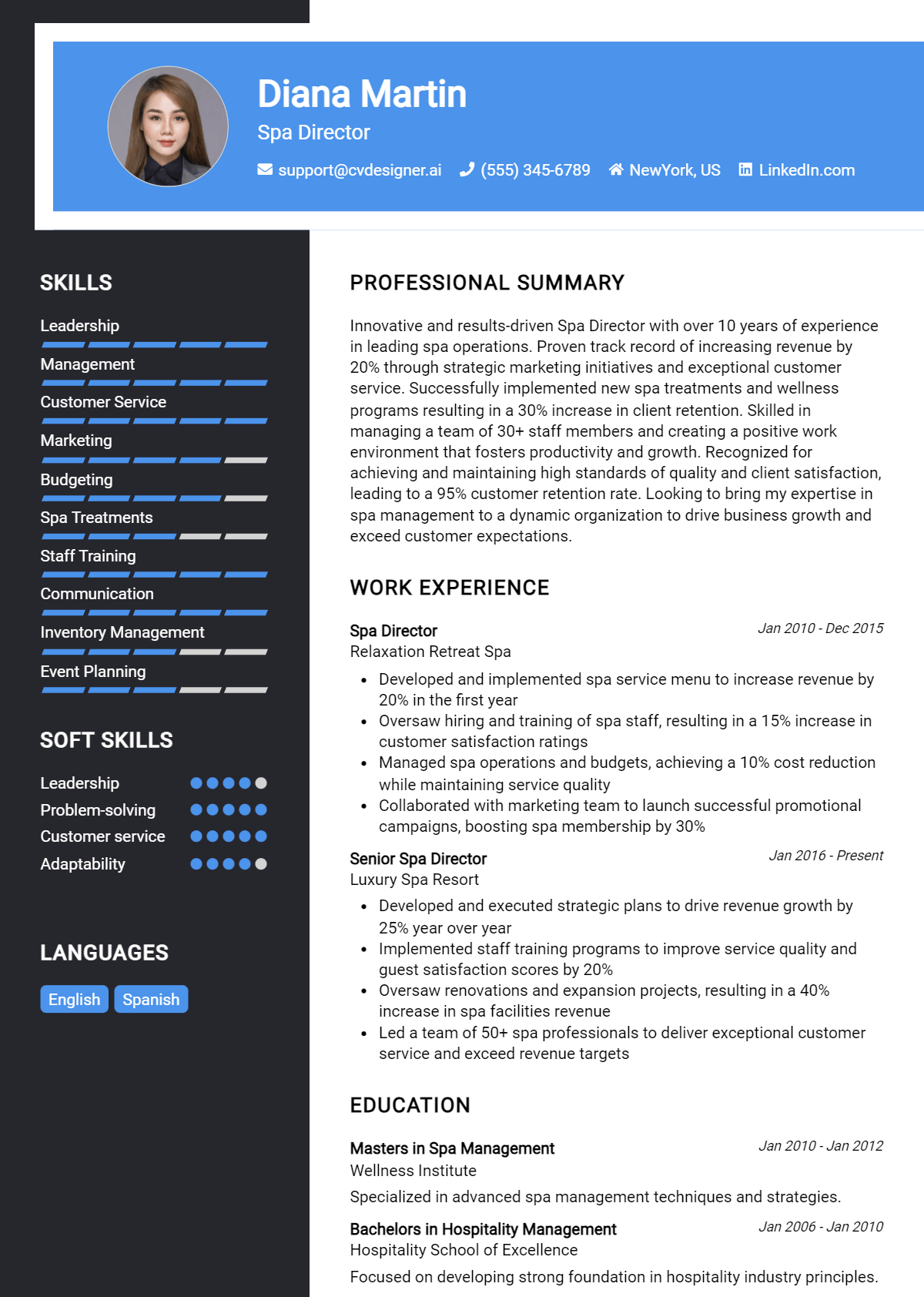 Spa Director Resume Example for 2026: Best Tips & Templates Preview