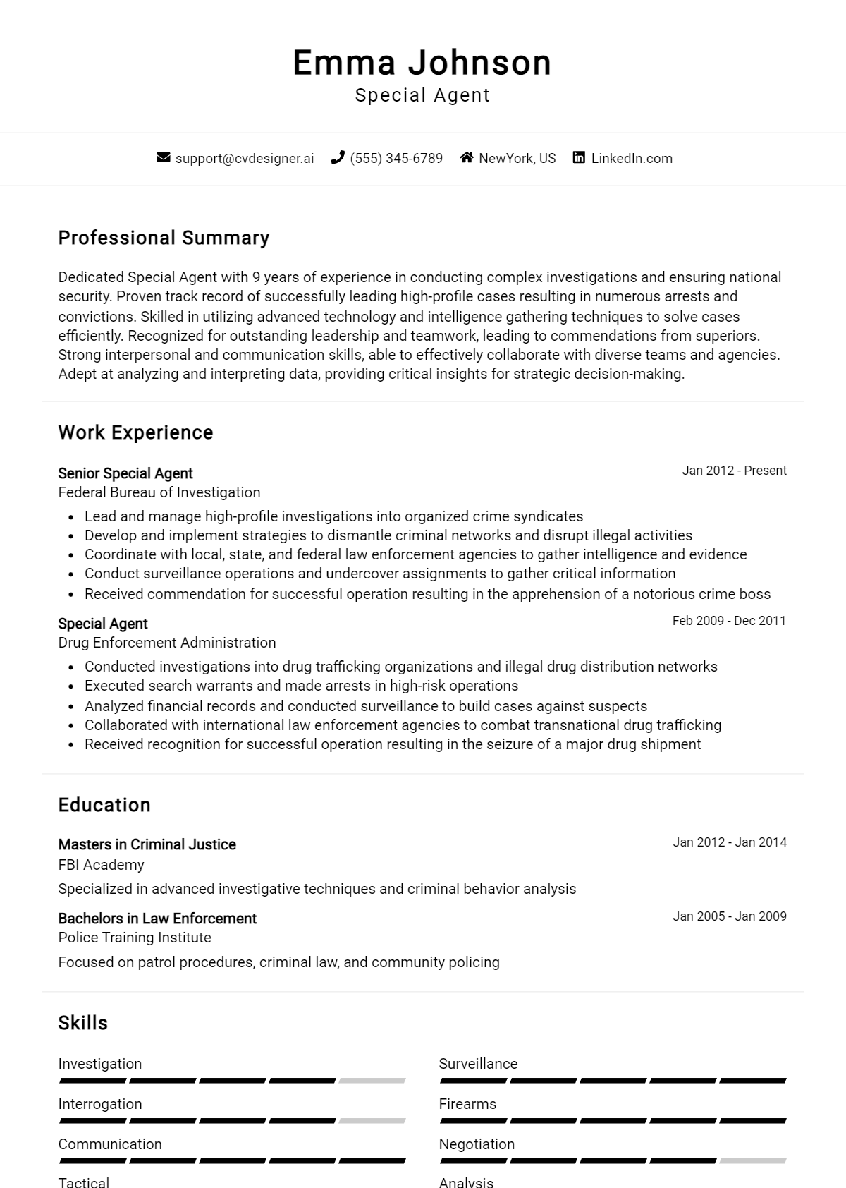 Special Agent Resume Example for 2026: Effective Tips Preview