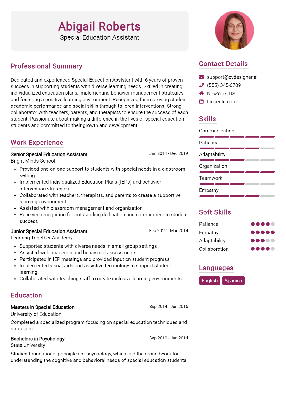 Special Education Assistant Resume Example for 2026: Effective CV Writing Tips Preview