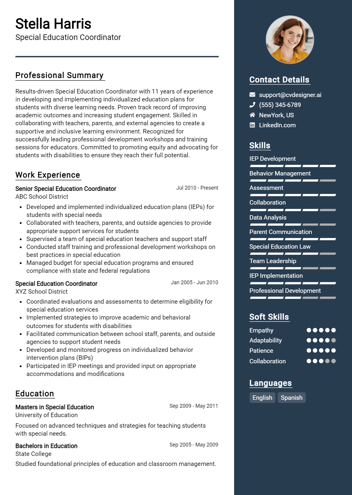 Special Education Coordinator Resume Example for 2026: Tips & Templates Preview