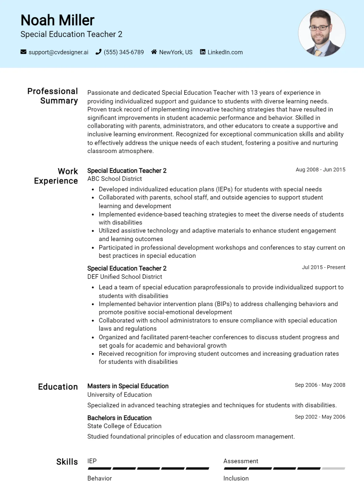 Special Education Teacher CV Example For 2026: Ultimate Guide Preview