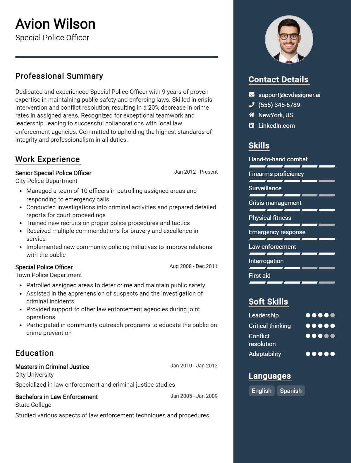 Special Police Officer CV Example For 2026: Ultimate Guide Preview