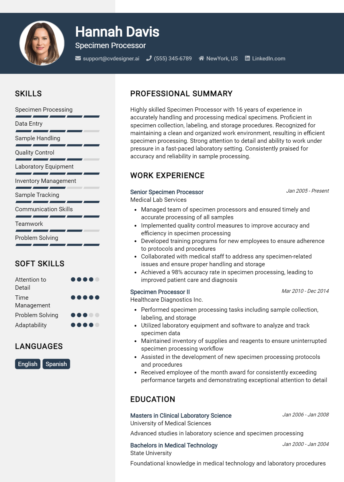 Specimen Processor Resume Example for 2026: Strategies & Templates Preview