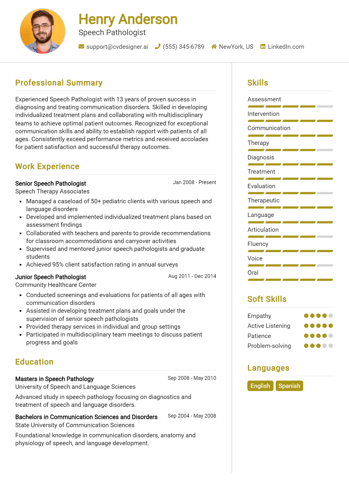 Speech Pathologist Resume Example for 2026: Expert Tips & Templates Preview