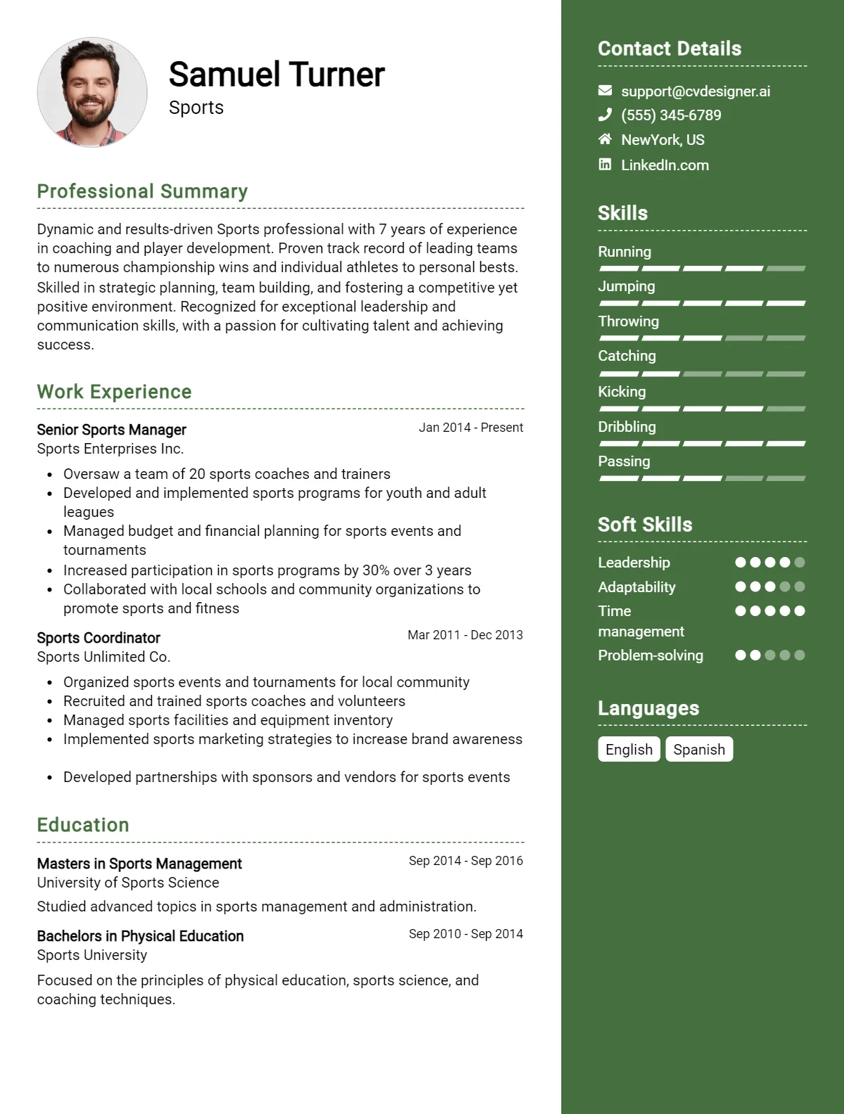 Sports CV Example For 2026: Best Writing Guide Preview