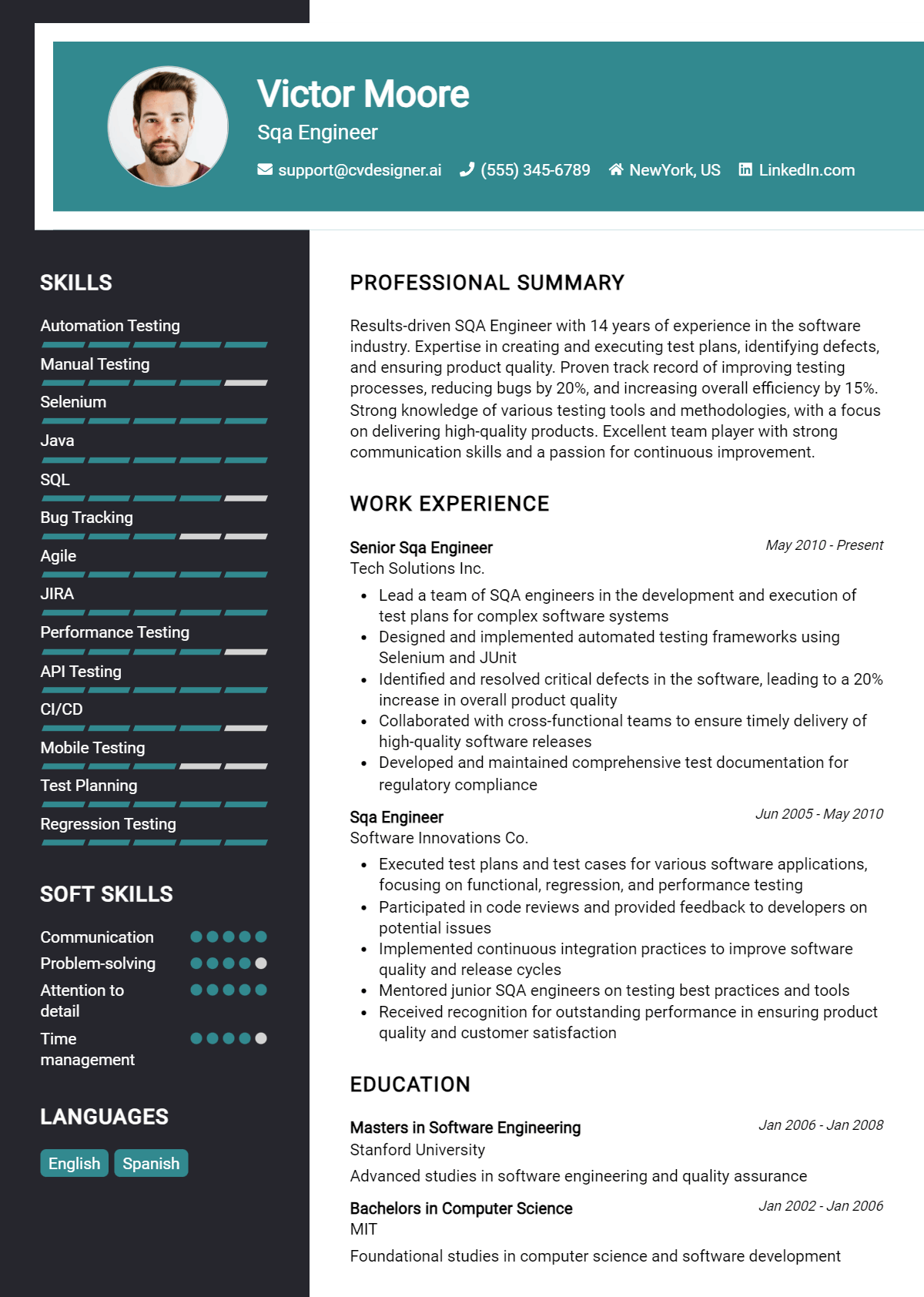 SQA Engineer Resume Example for 2026: Top Templates Preview