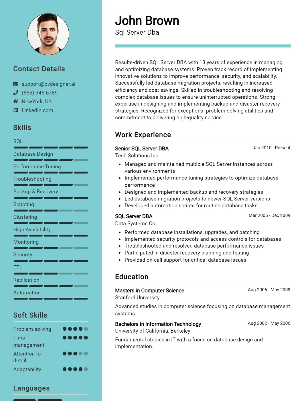 SQL Server DBA CV Example For 2026: How to Create a Professional CV Preview