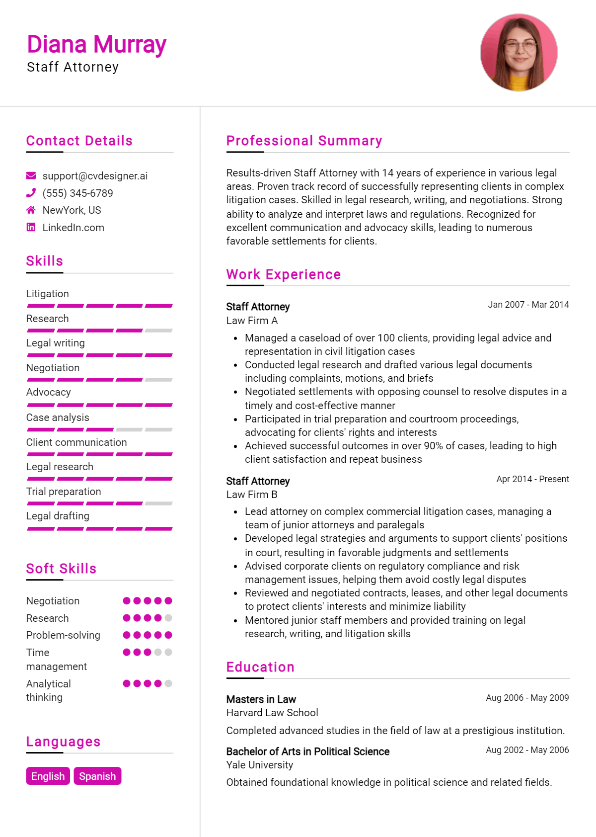 Staff Attorney Resume Example for 2026: Best Tips & Templates Preview