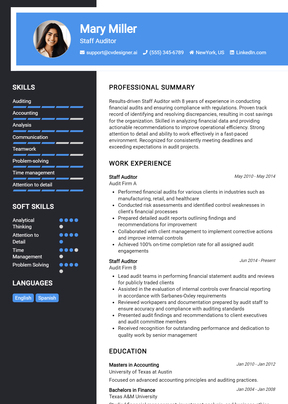 Staff Auditor Resume Example for 2026: Best Writing Guide Preview