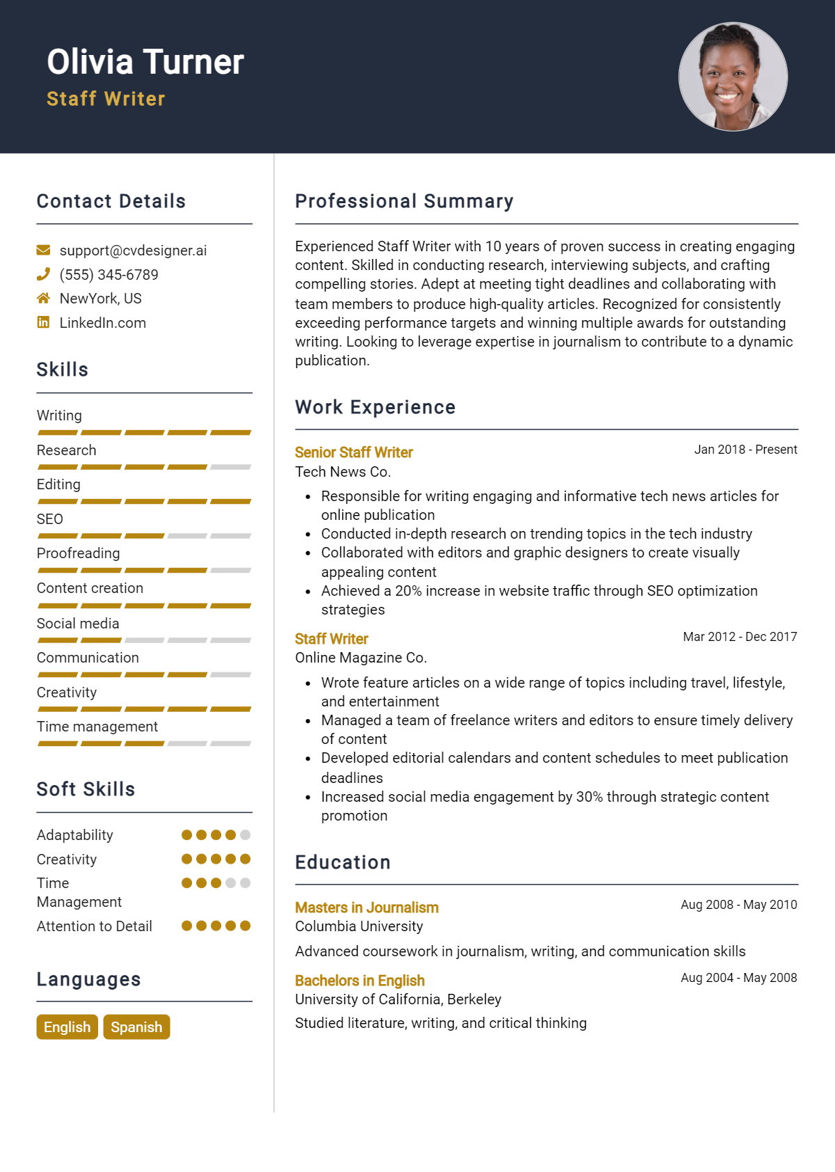 Staff Writer Resume Example for 2026: Expert Tips Preview