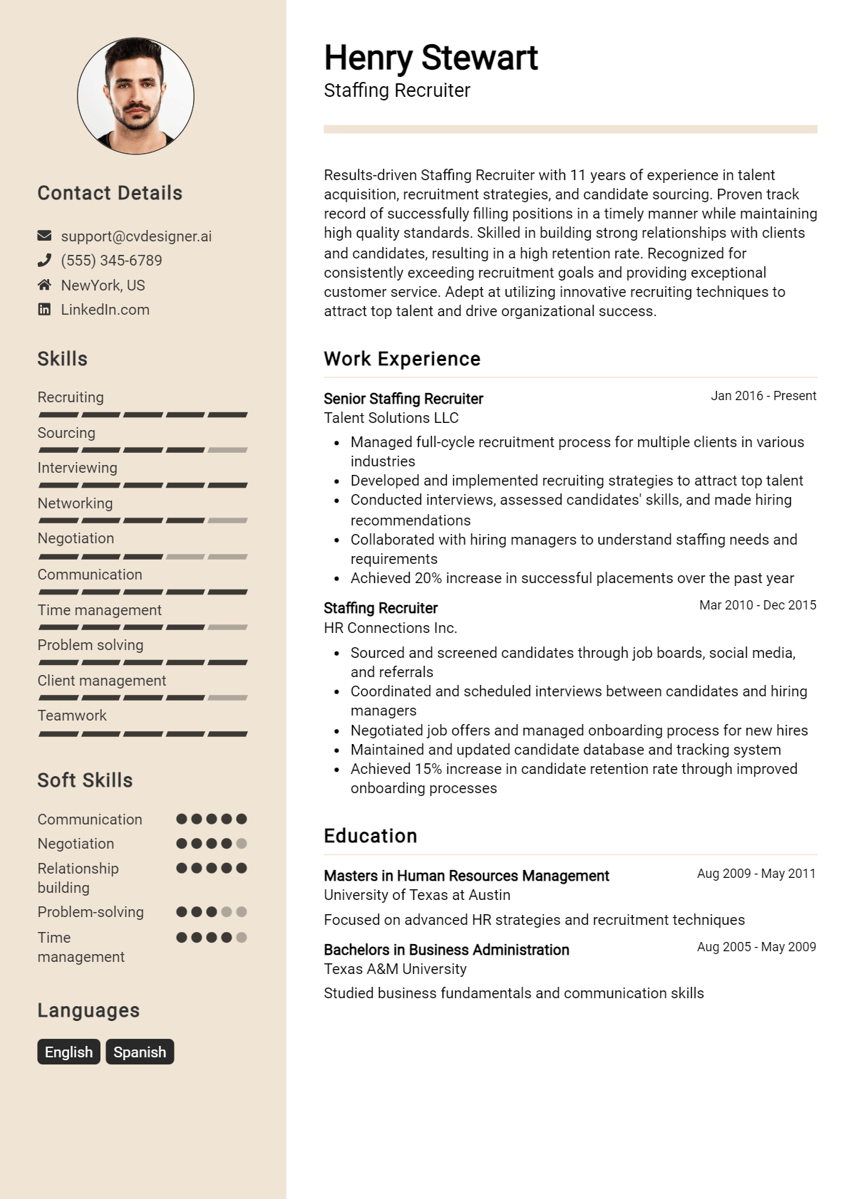 Staffing Recruiter Resume Example for 2026: Free Templates Preview