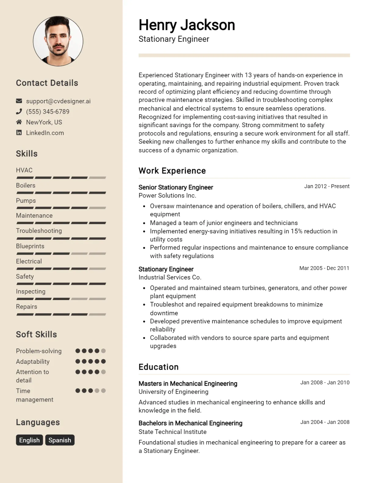 Stationary Engineer CV Example For 2026: Best Writing Guide Preview