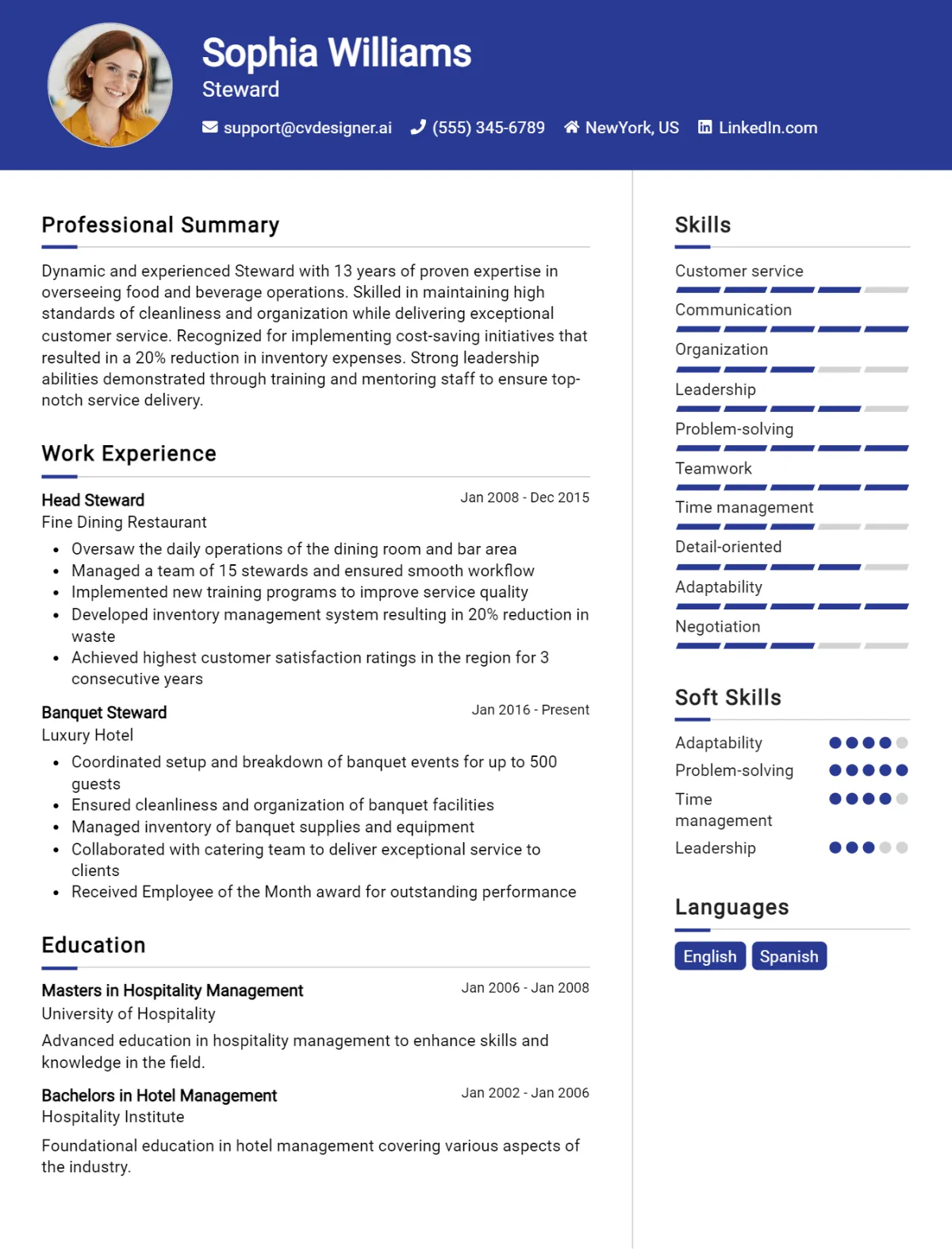 Steward CV Example For 2026: Strategies & Templates Preview