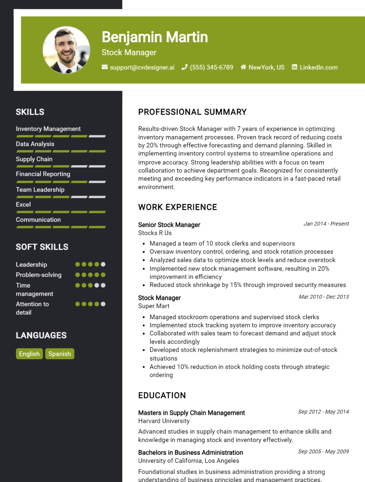 Stock Manager CV Example For 2026: Best Writing Guide Preview