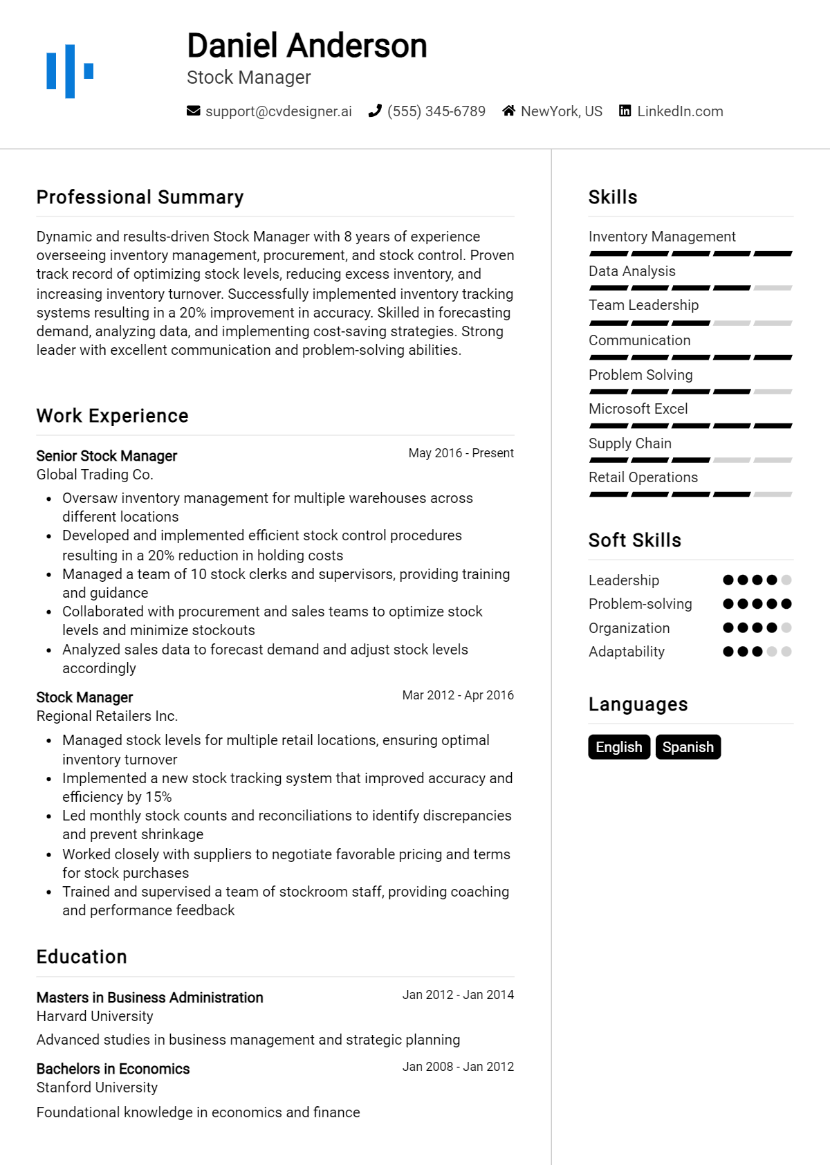9 Stock Manager Resume Examples for 2026: Samples & Best Practices Preview