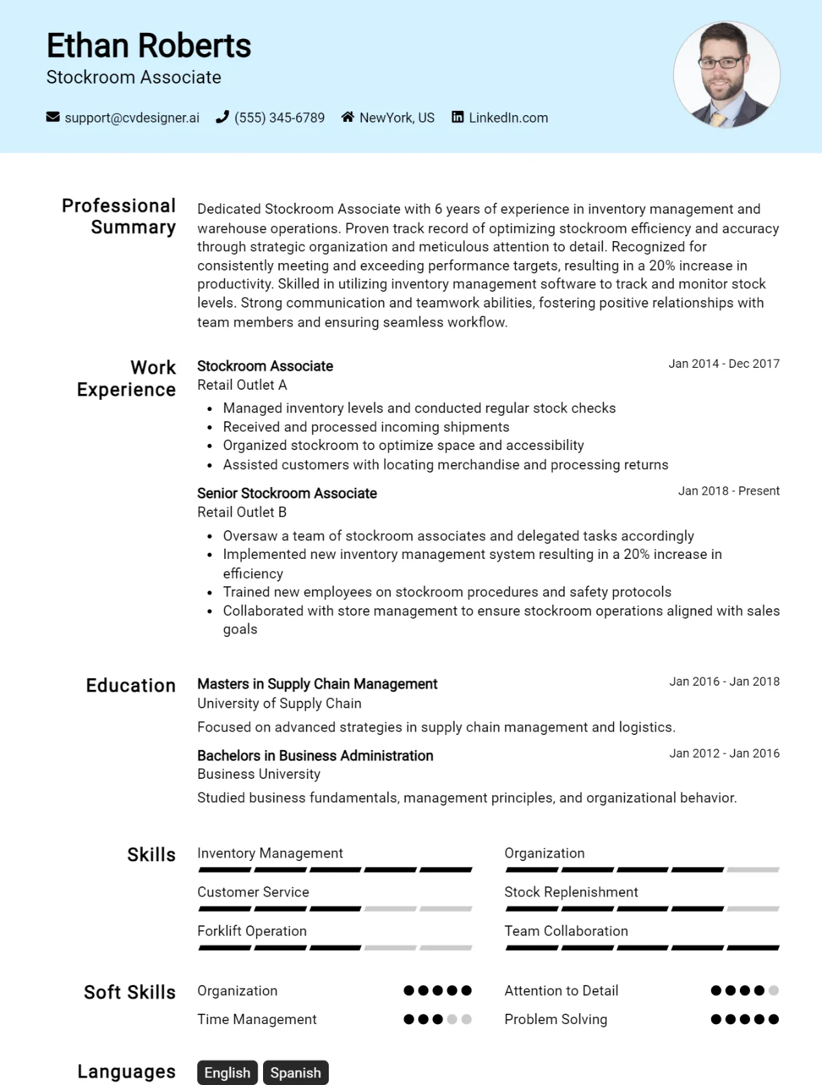 Stockroom Associate CV Example For 2026: Top Tips & Samples Preview