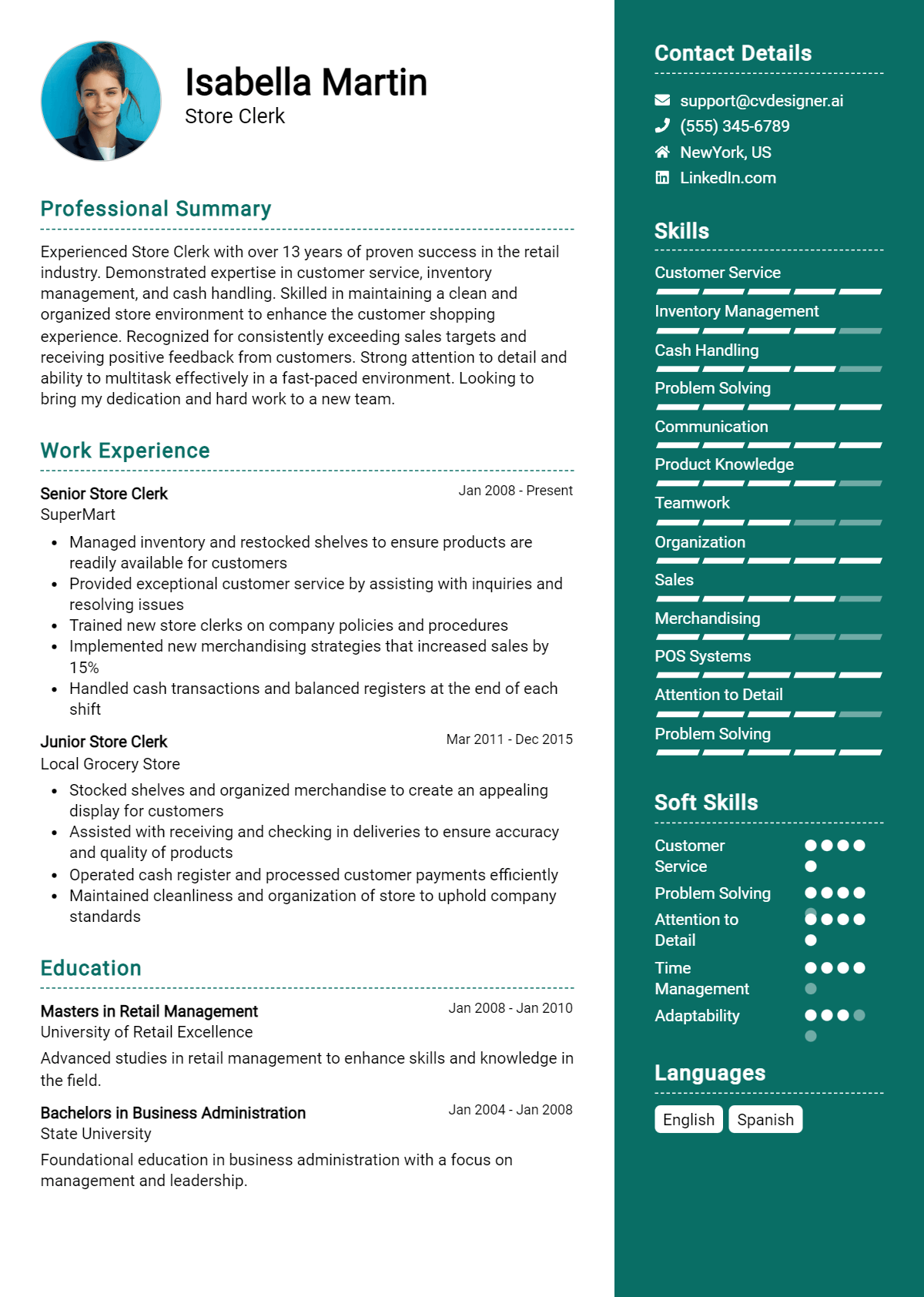 Store Clerk Resume Example for 2026: Tips & Templates Preview