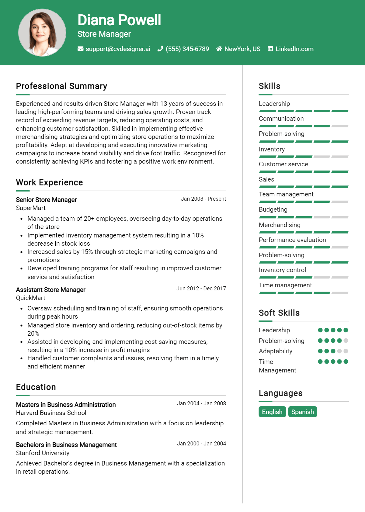 Store Manager Resume Example for 2026: Ultimate Guide Preview