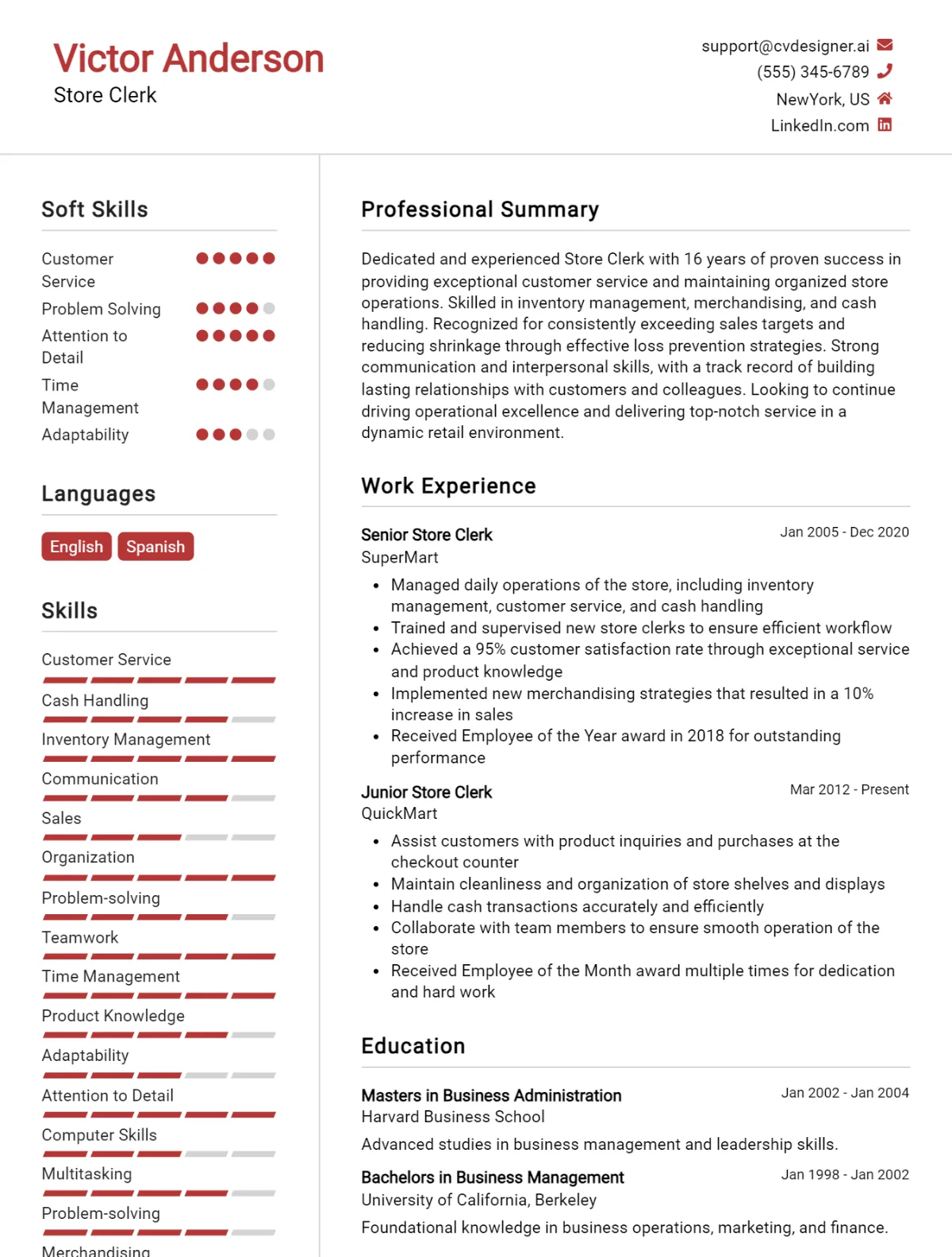Store Clerk CV Example For 2026: How to Craft a Winning CV Preview