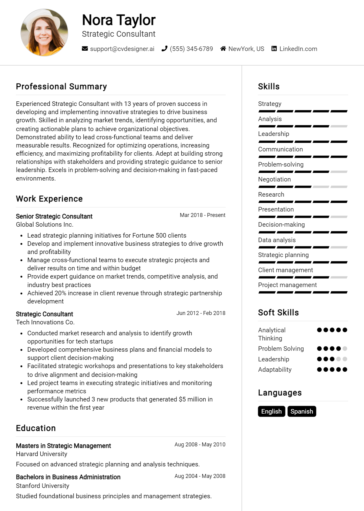 Strategic Consultant Resume Example for 2026: Writing Guide Preview
