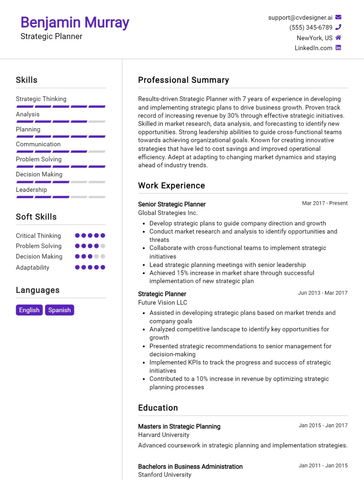 Strategic Planner CV Example For 2026: Best Tips & Templates Preview