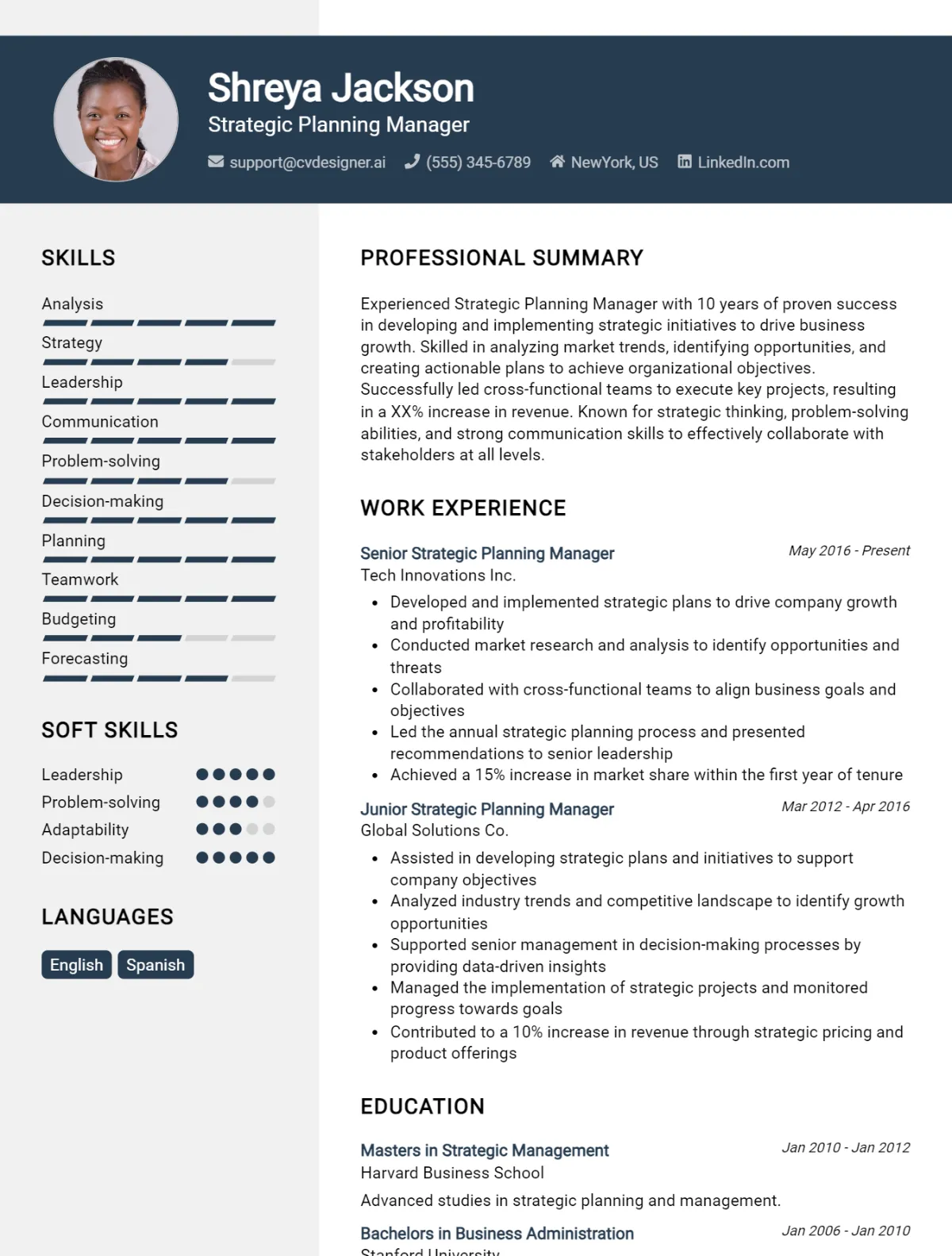 Strategic Planning Manager CV Example For 2026: Best Tips & Templates Preview