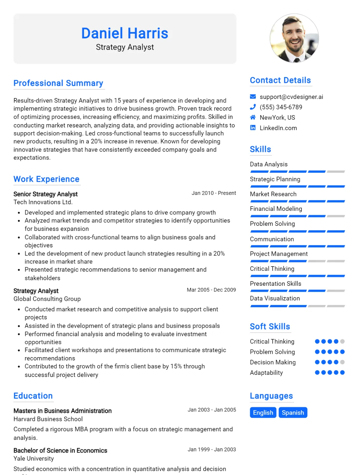 Strategy Analyst CV Example For 2026: Free Downloadable Templates Preview