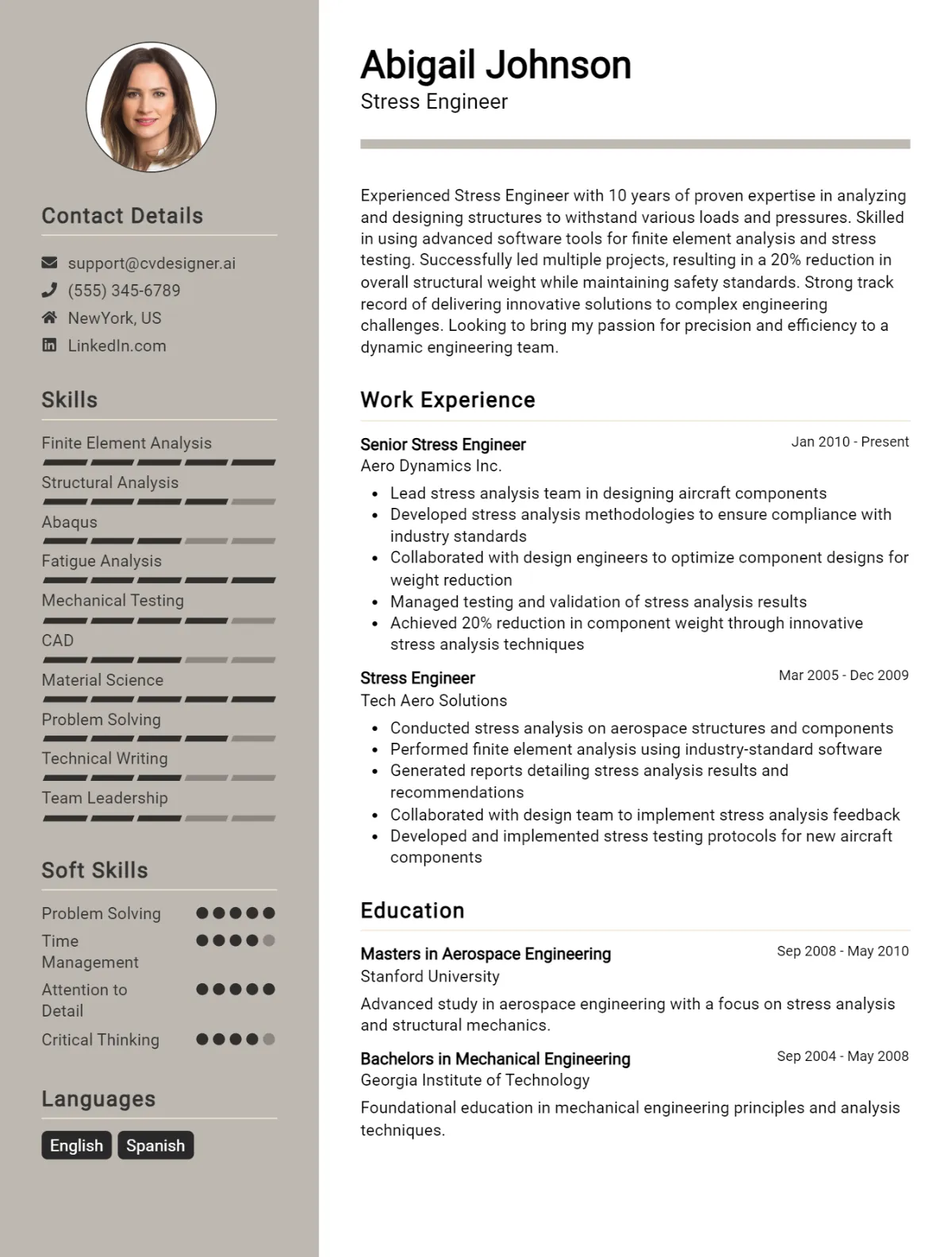 Stress Engineer CV Example For 2026: Samples & Best Practices Preview