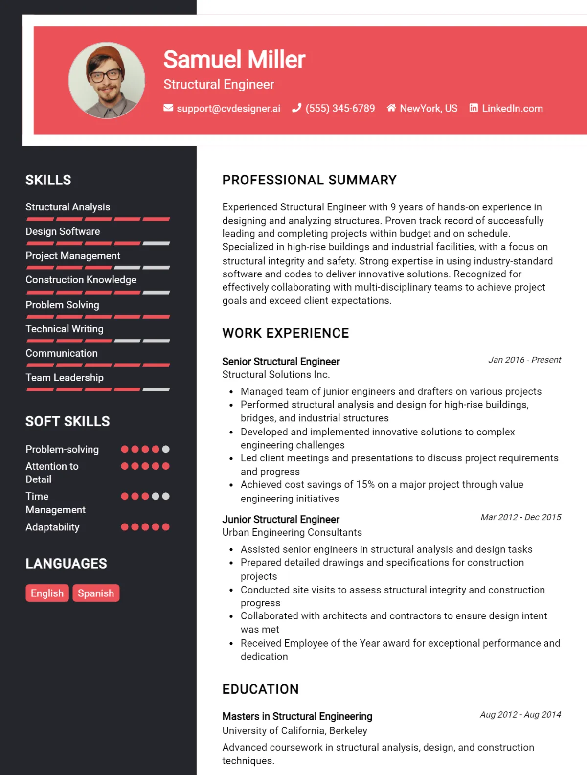 Structural Engineer CV Example For 2026: Samples & Best Practices Preview