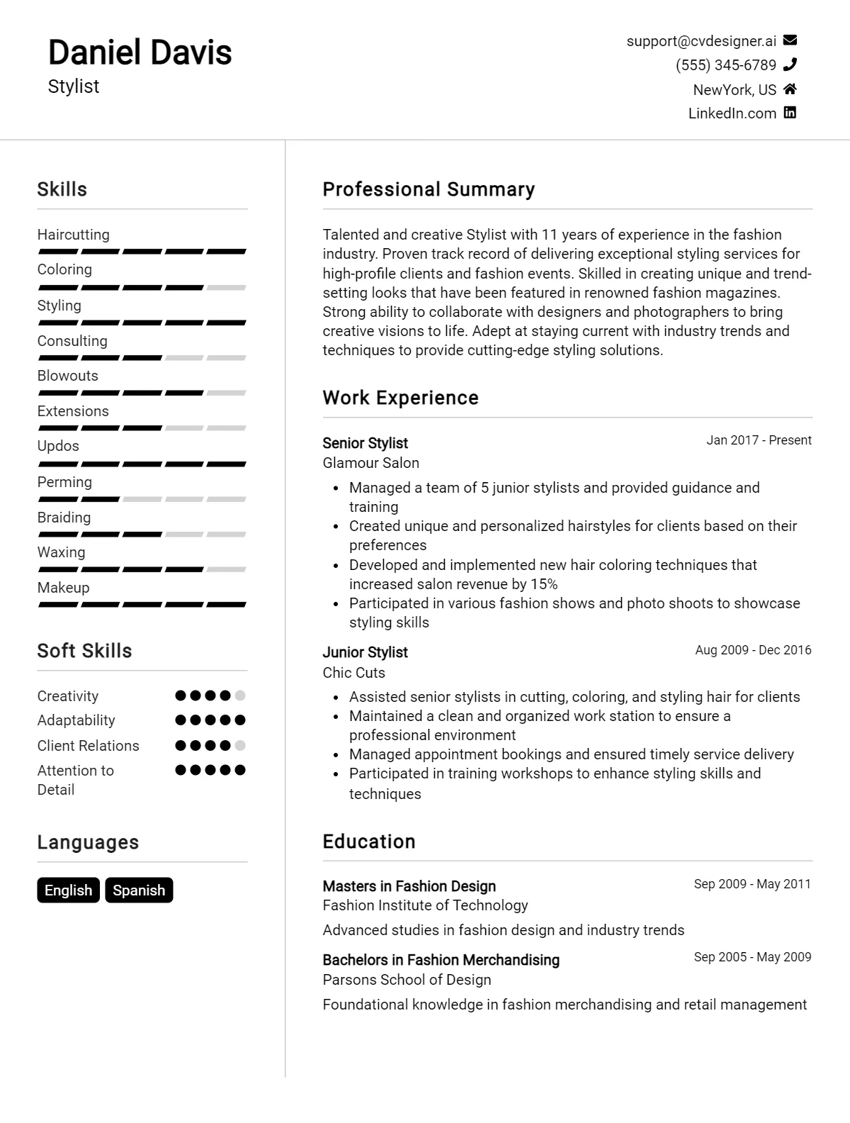 Stylist CV Example For 2026: Best Formatting Tips Preview